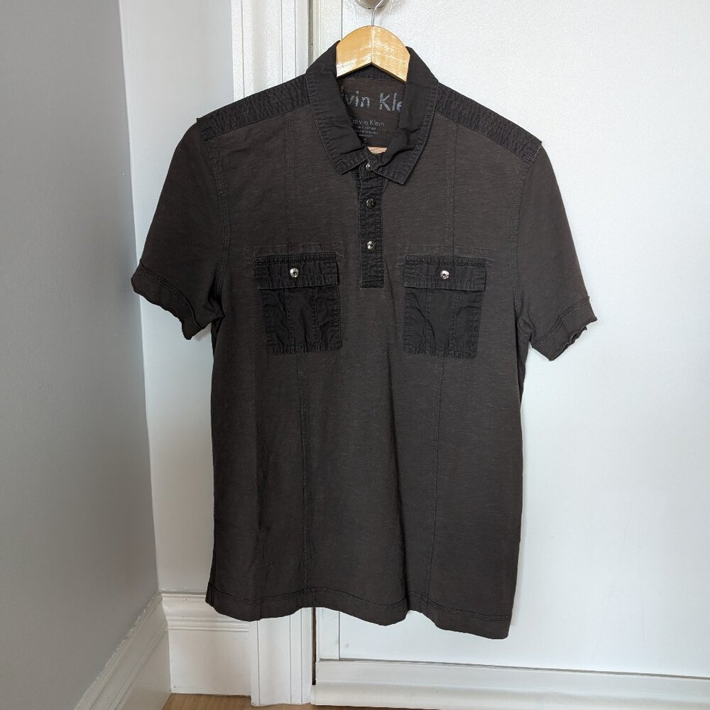 Calvin Klein Men's Short Sleeve Polo shirt (Olive Green) (Small)